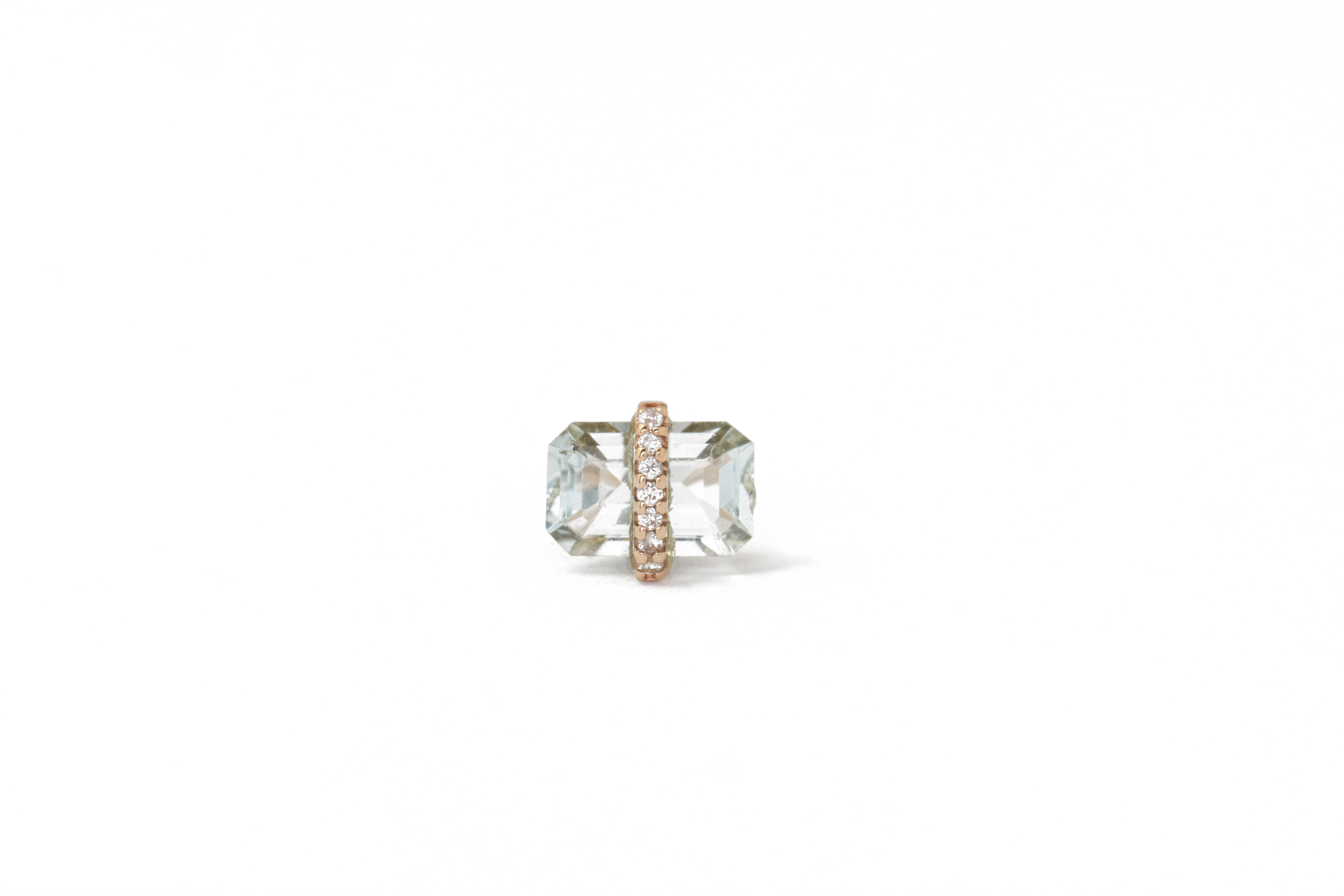 Diamond Wrapped Baguette Stud (half pair) Aquamarine Earrings 756A0779_54099326-dd98-4e49-932f-970321d52a3a