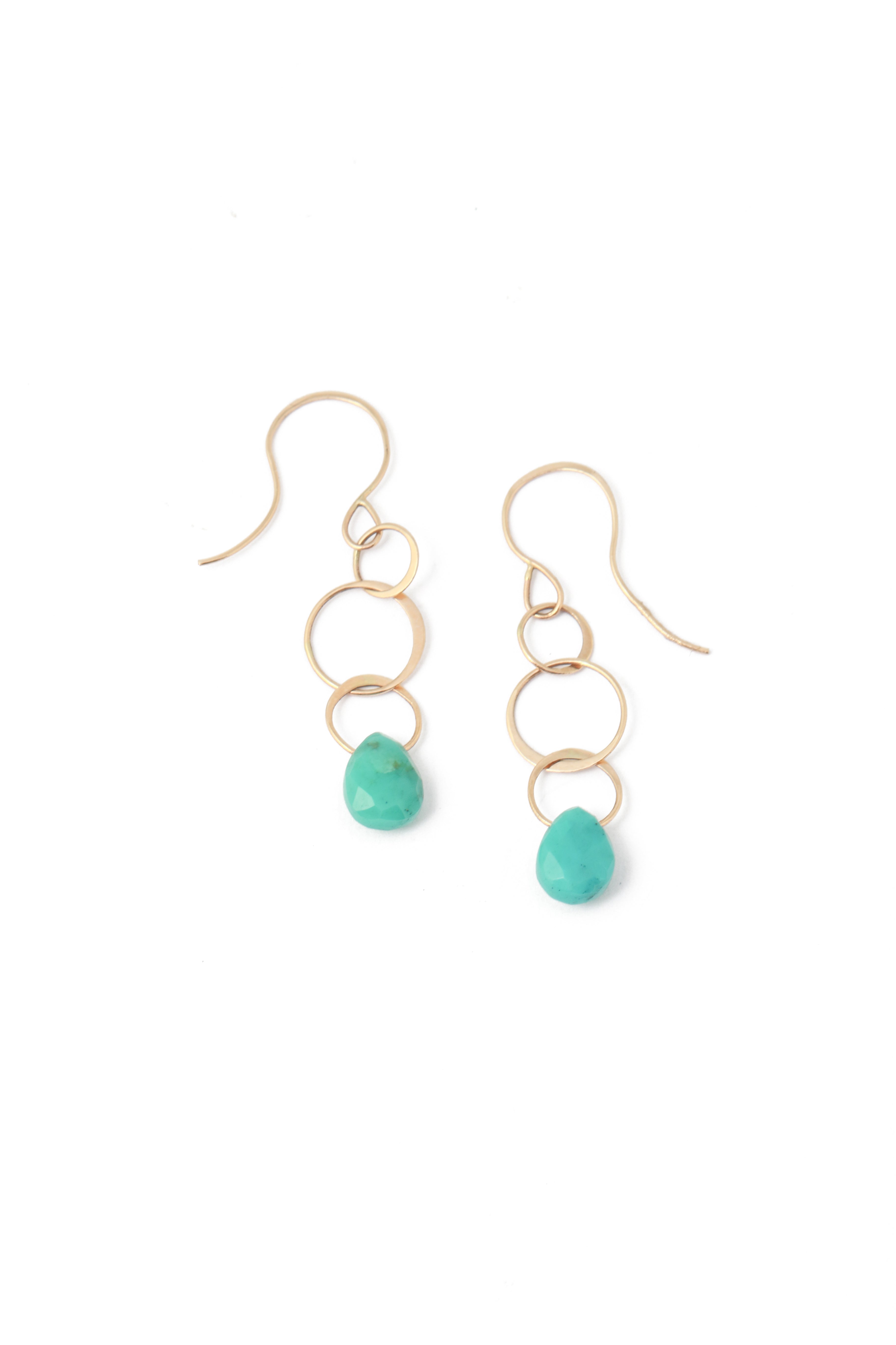 Turquoise triple chain single drop earring Gold Earrings 756A0797_28ee0de4-affb-4b7d-b2ce-1e9ad161da40