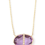 Diamond Bezel Wrapped Rose Amethyst Pendant Necklace Necklaces 756A6241
