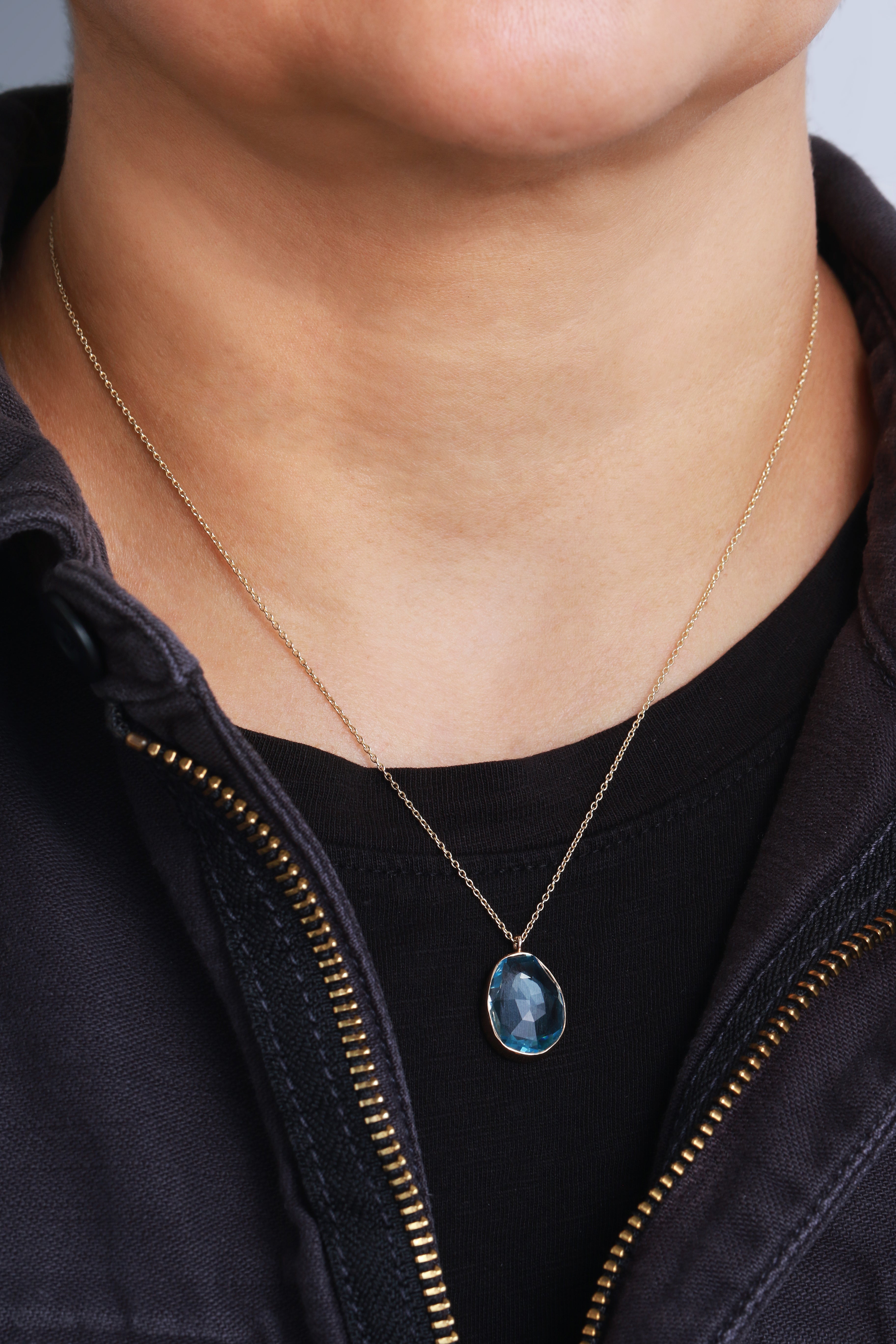 Freeform Blue Topaz Pendant Necklace Necklaces 756A6416