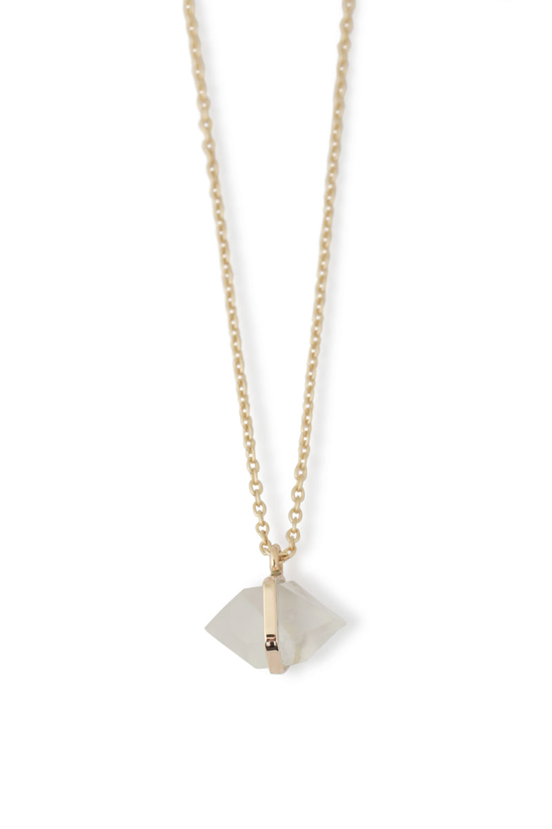 Large Bezel Wrapped Herkimer Cut Moonstone Necklace Necklaces 756A9176