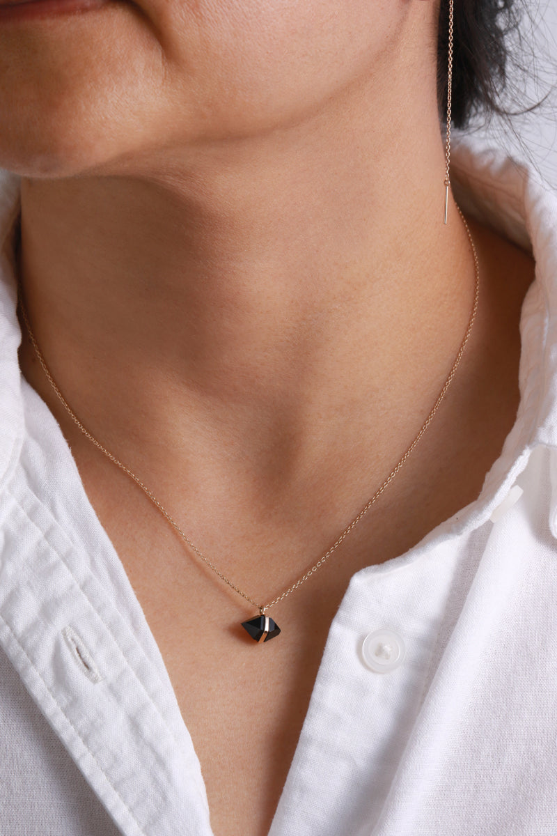 Large Bezel Wrapped Herkimer Cut Aquamarine Necklace Necklaces 756A9189