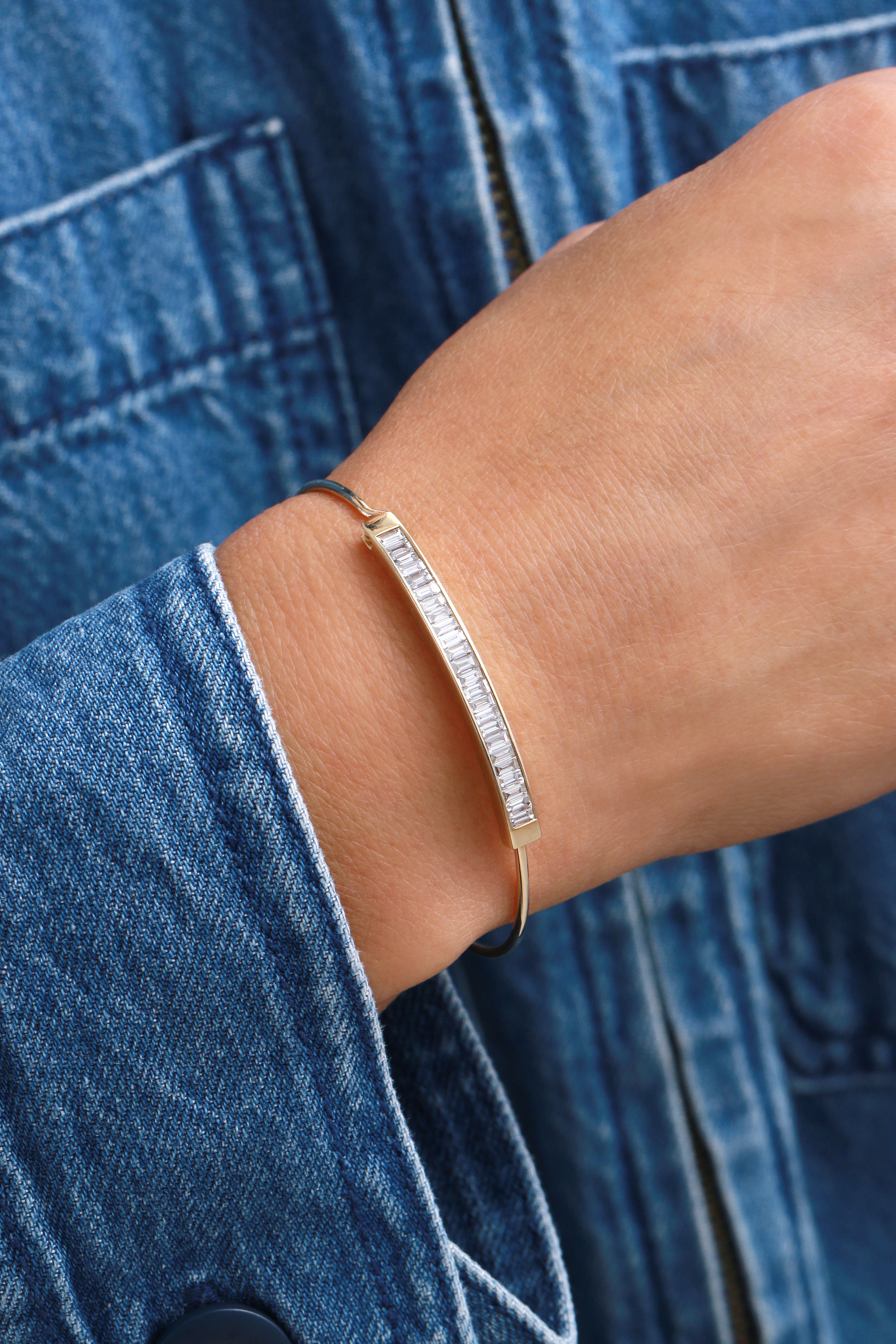 Channel Set Diamond Cuff Bracelet Bracelets B960GWHT-3