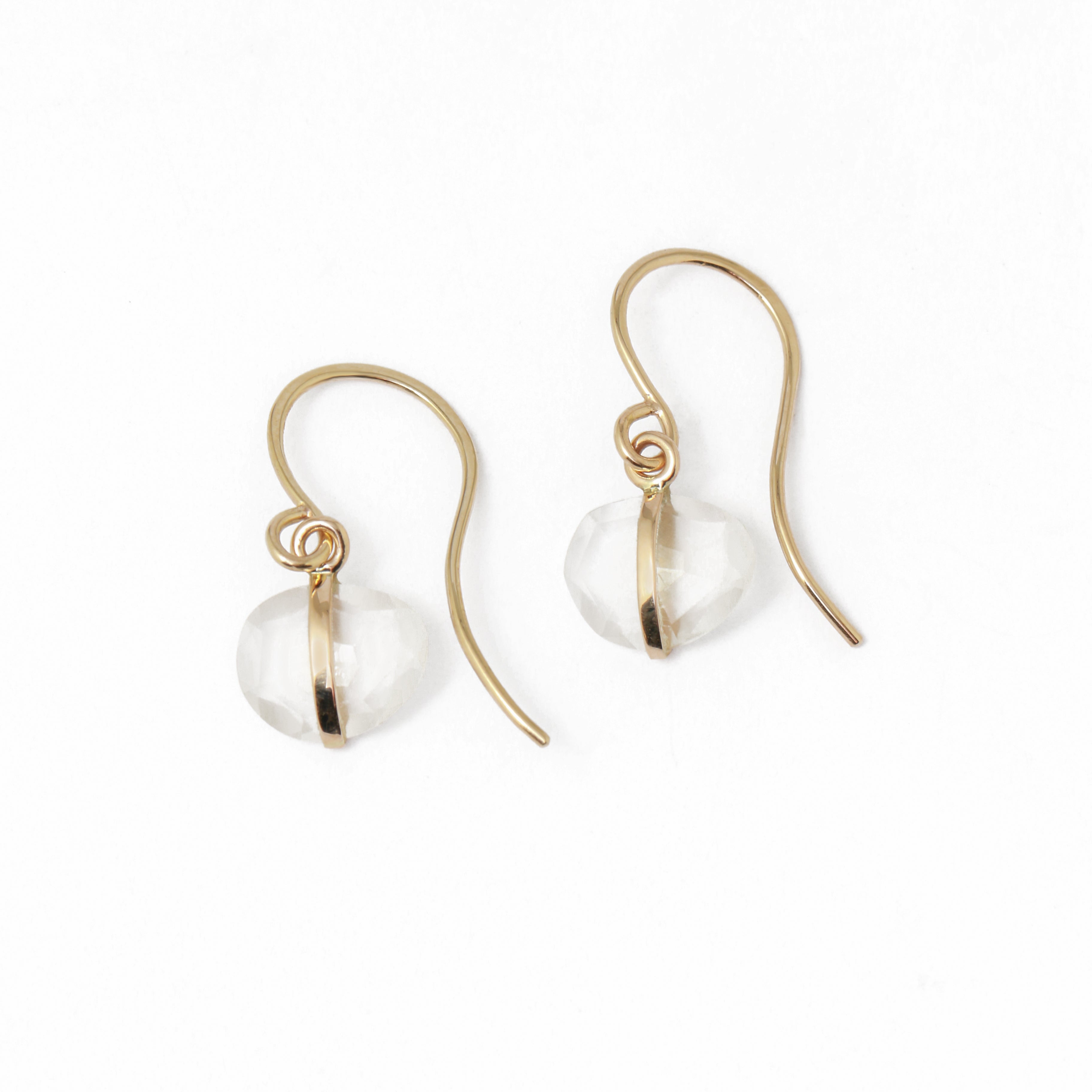 Bezel Wrapped Rainbow Moonstone Drop Earrings Earrings E2674GRMS