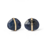 Large Bezel Wrapped Freeform Blue Sapphire Stud Earrings Earring E3212GBS