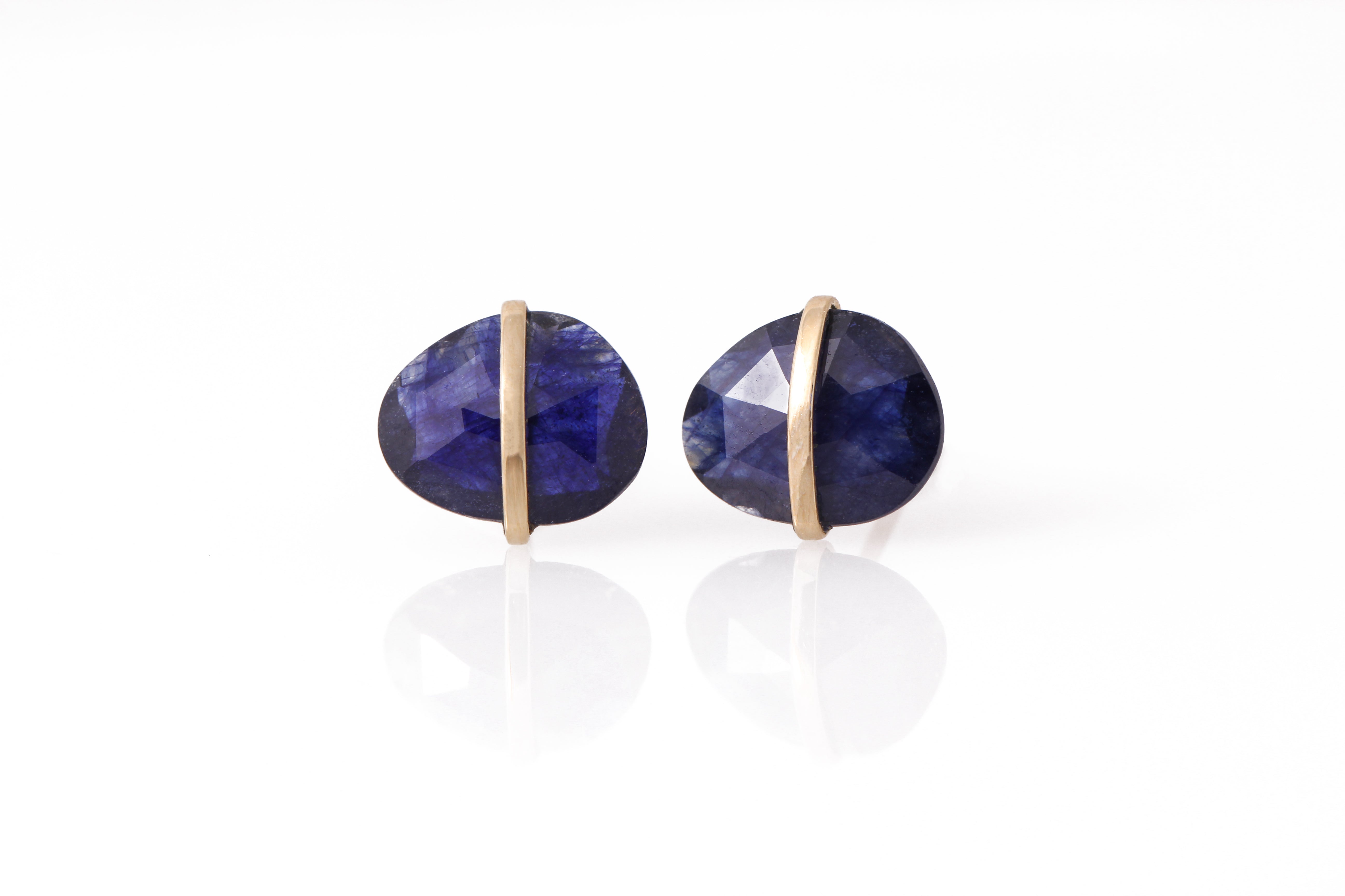 Large Bezel Wrapped Freeform Stud Earrings Lapis Earrings E3212GLAPcopy