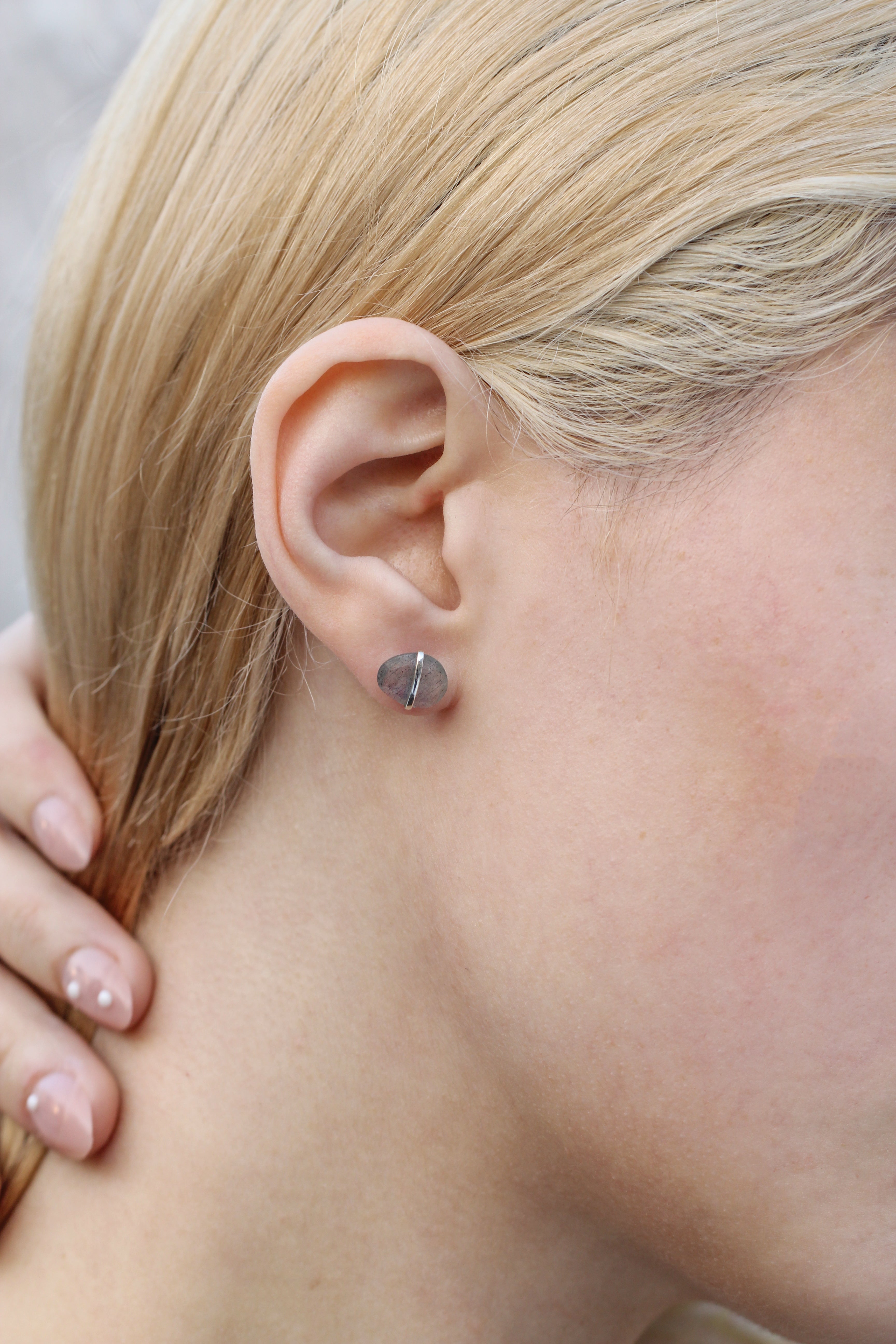 Large Bezel Wrapped Freeform Stud Earrings Earrings E3212LABOMcopy