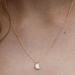 Mother of Pearl Diamond Crescent Moon Pendant Necklace IMG_2570