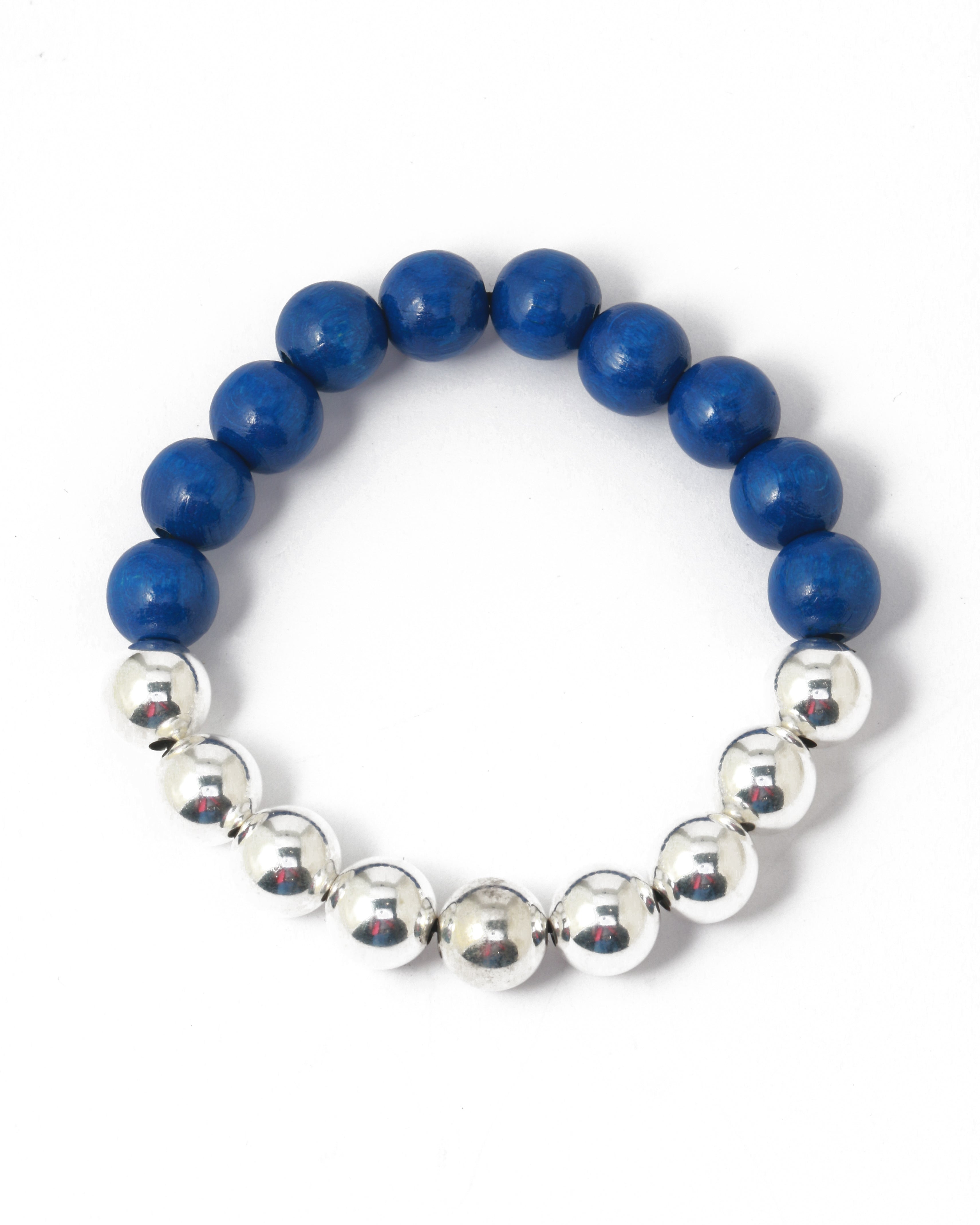 Perlen Silver/Wood Bracelet in Blue by Ina Seifart Phone Accesories IS_PSWBBL