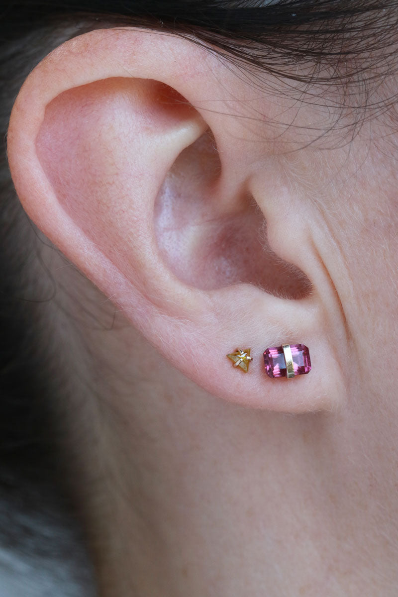Bezel Wrapped Baguette Stud (half pair) Earrings LE2802G-and-E3111GGARonmodel_copy_9e821a77-d29a-4c10-be7b-56089be8d4a5