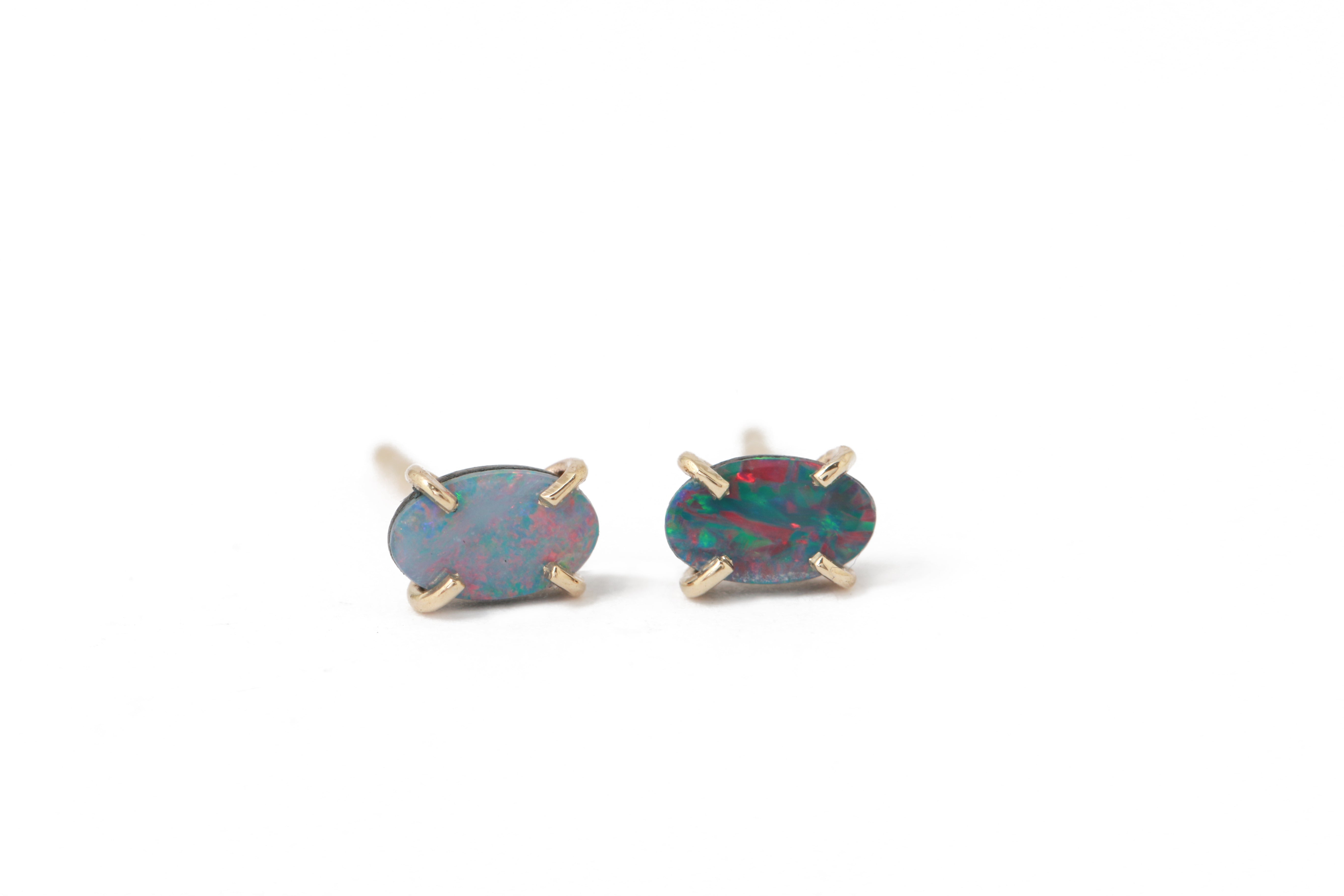 Prong-Set Australian Opal Stud Earrings Earrings LE3036G