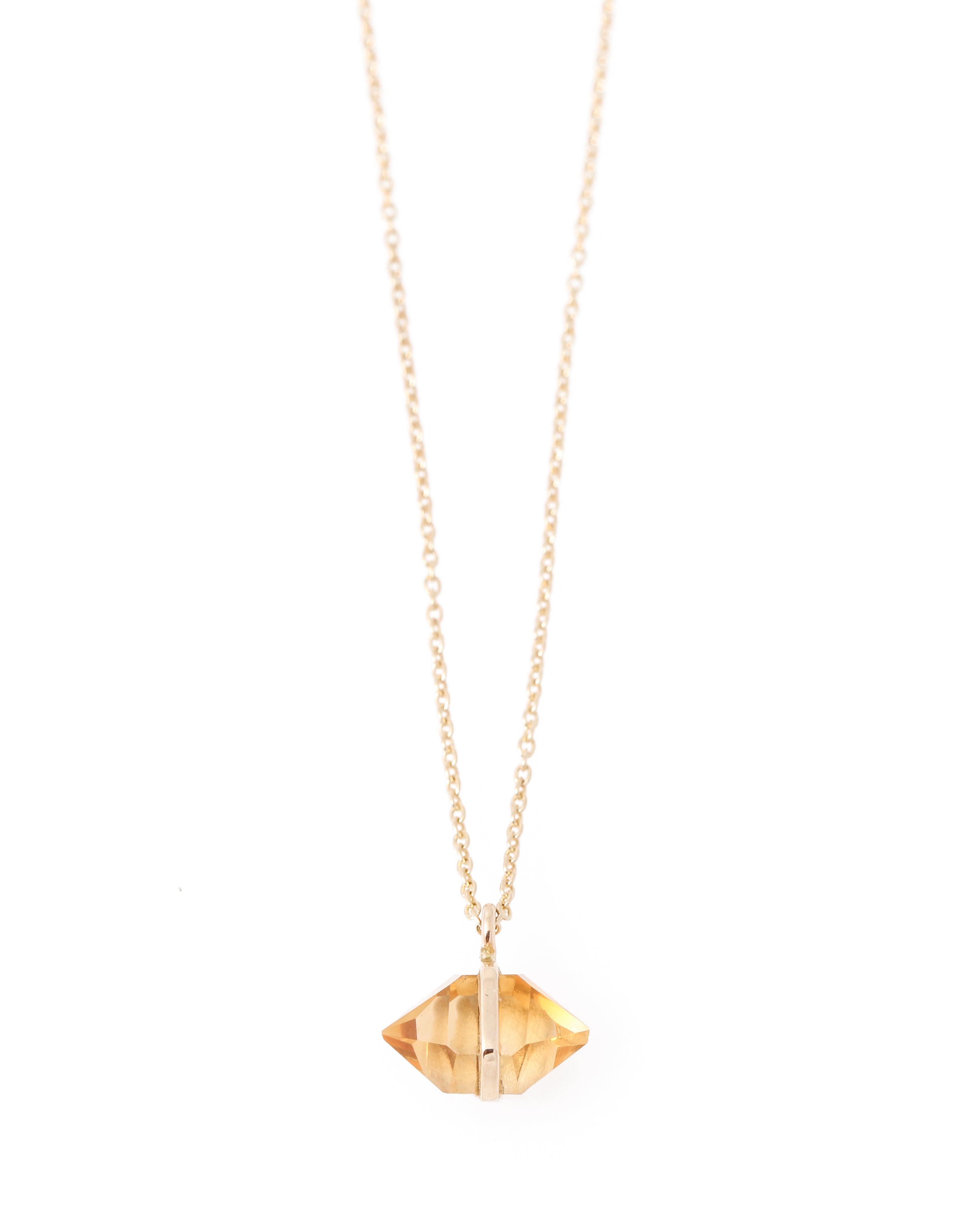 Large Bezel Wrapped Herkimer cut Citrine Necklace Gold NECKLACE N2199GCIT_copy