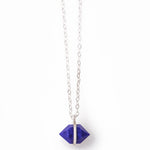 Large Bezel Wrapped Herkimer Cut Lapis Necklace Silver Necklaces N2199LAP
