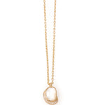 Mother of Pearl Diamond Crescent Moon Pendant Necklace N2213GMOP