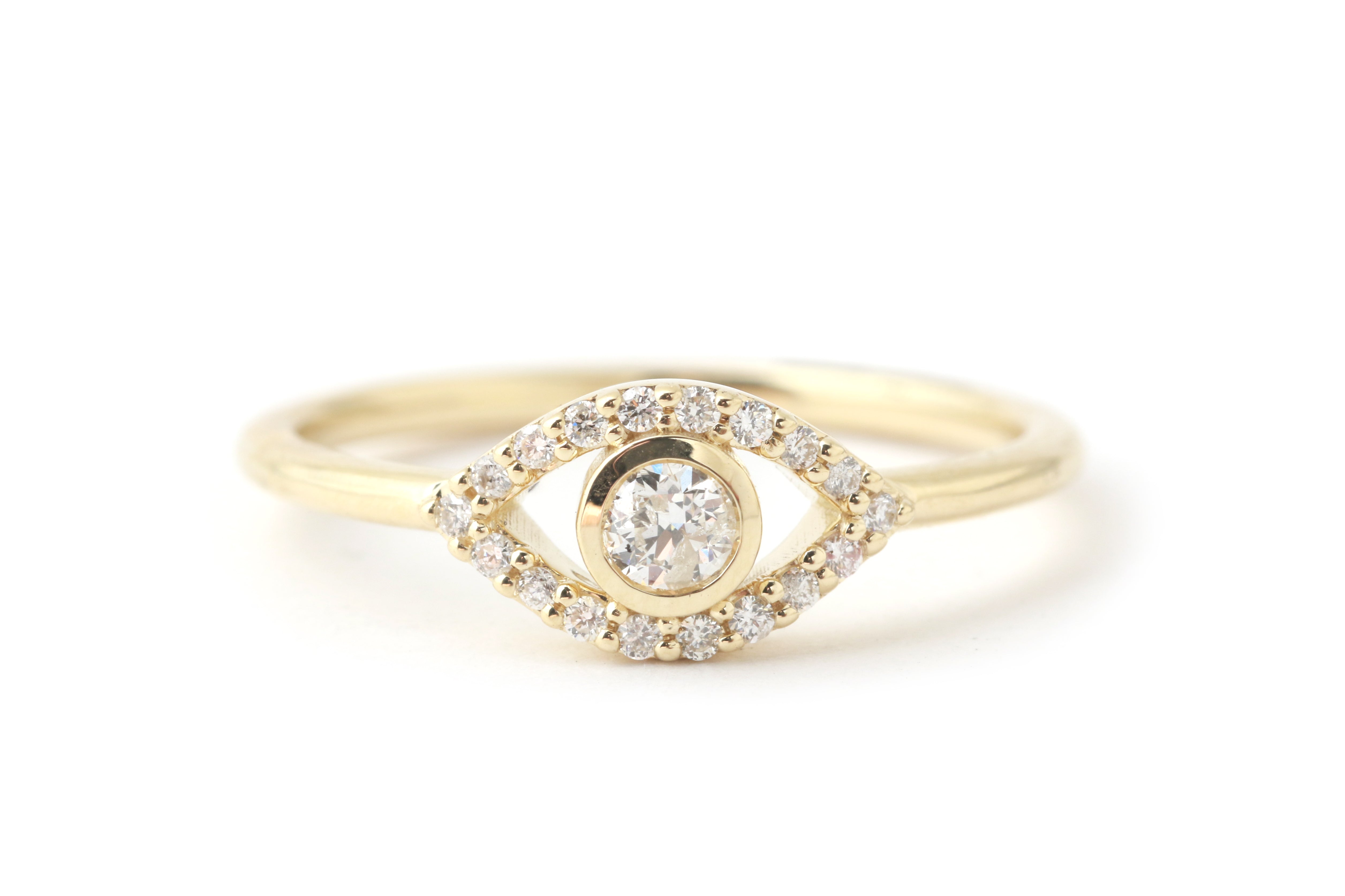 Pave White Diamond Eye Ring RING R1306