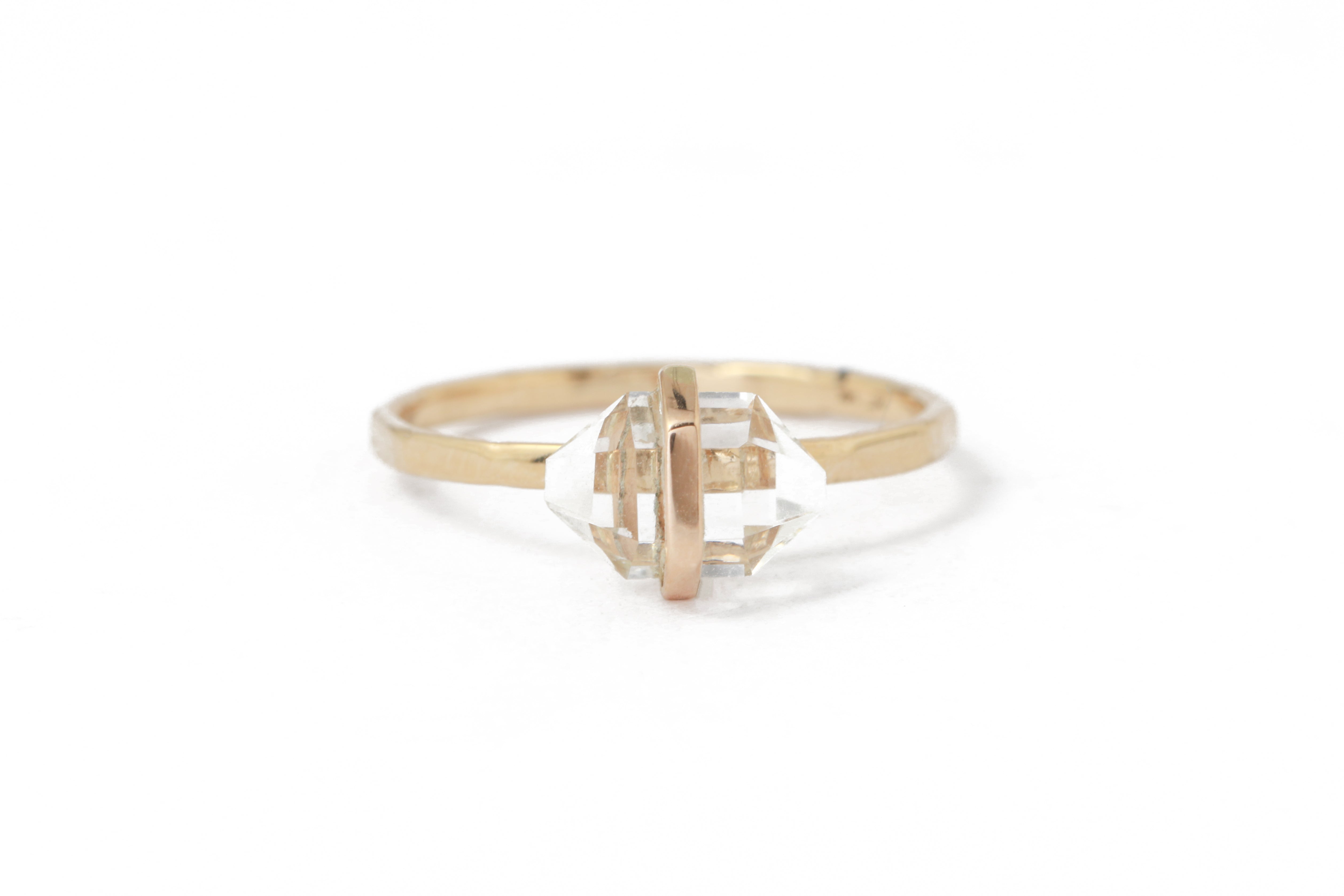 Bezel-Wrapped Herkimer Cut White Topaz Ring BFCM Stock Ring R1323GWT