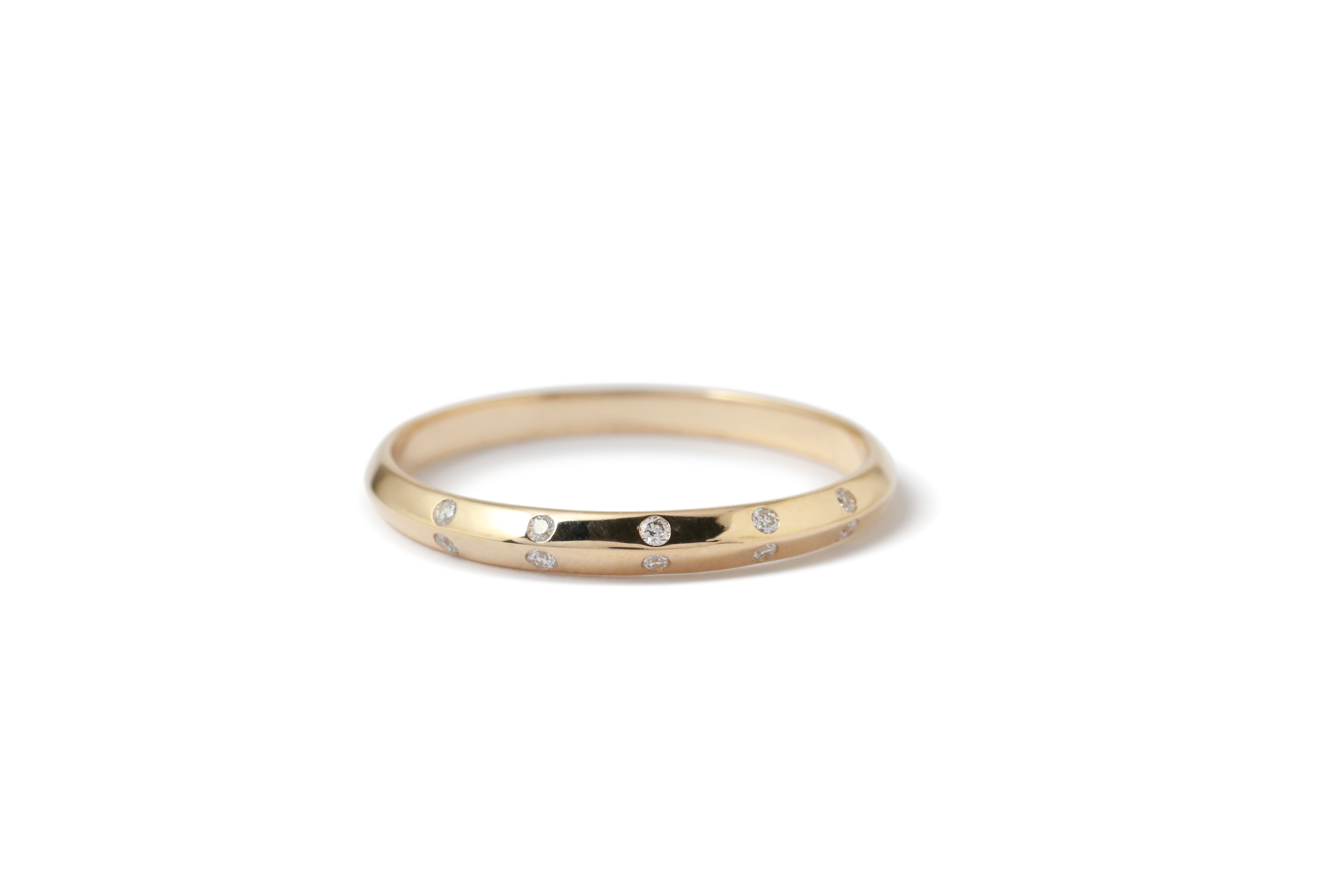 White Diamond Double Side Flush Set Stacking Ring Stock Ring R1331GWD