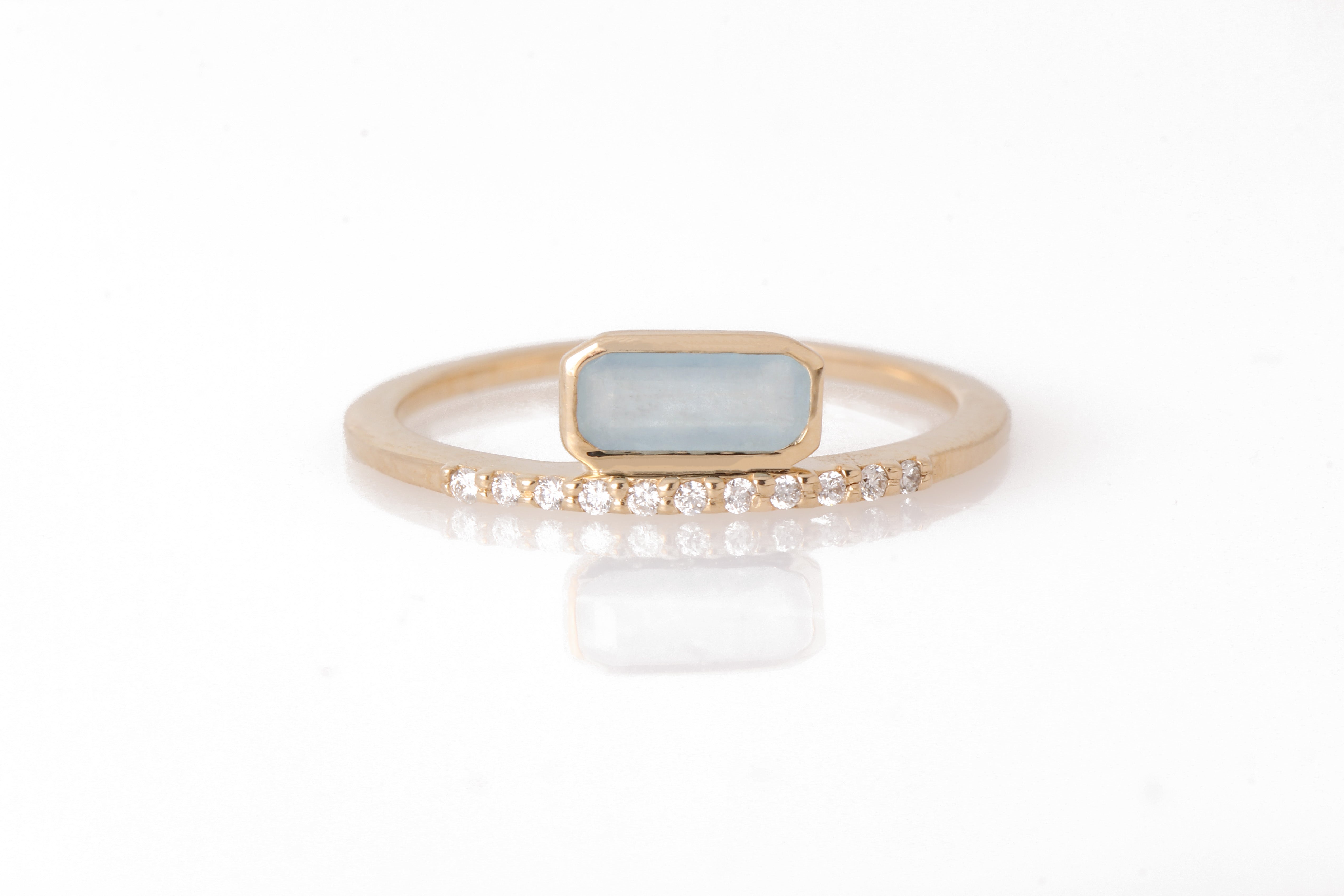 Aquamarine Micropave Diamond Cityscape Stacking Ring 6 Stock Ring R1332GAQcopy