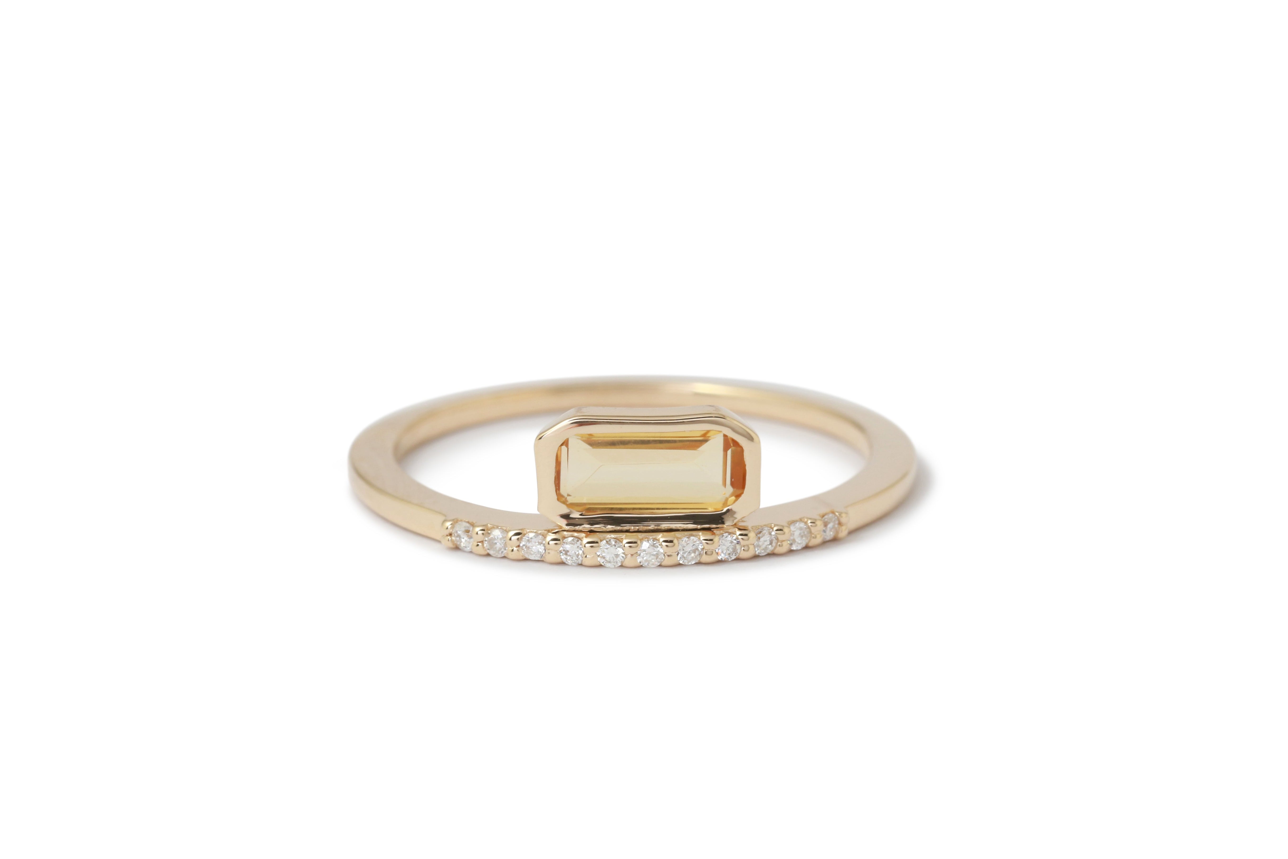 Citrine Micropave Diamond Cityscape Stacking Ring RESIZE Stock Ring R1332GCIT