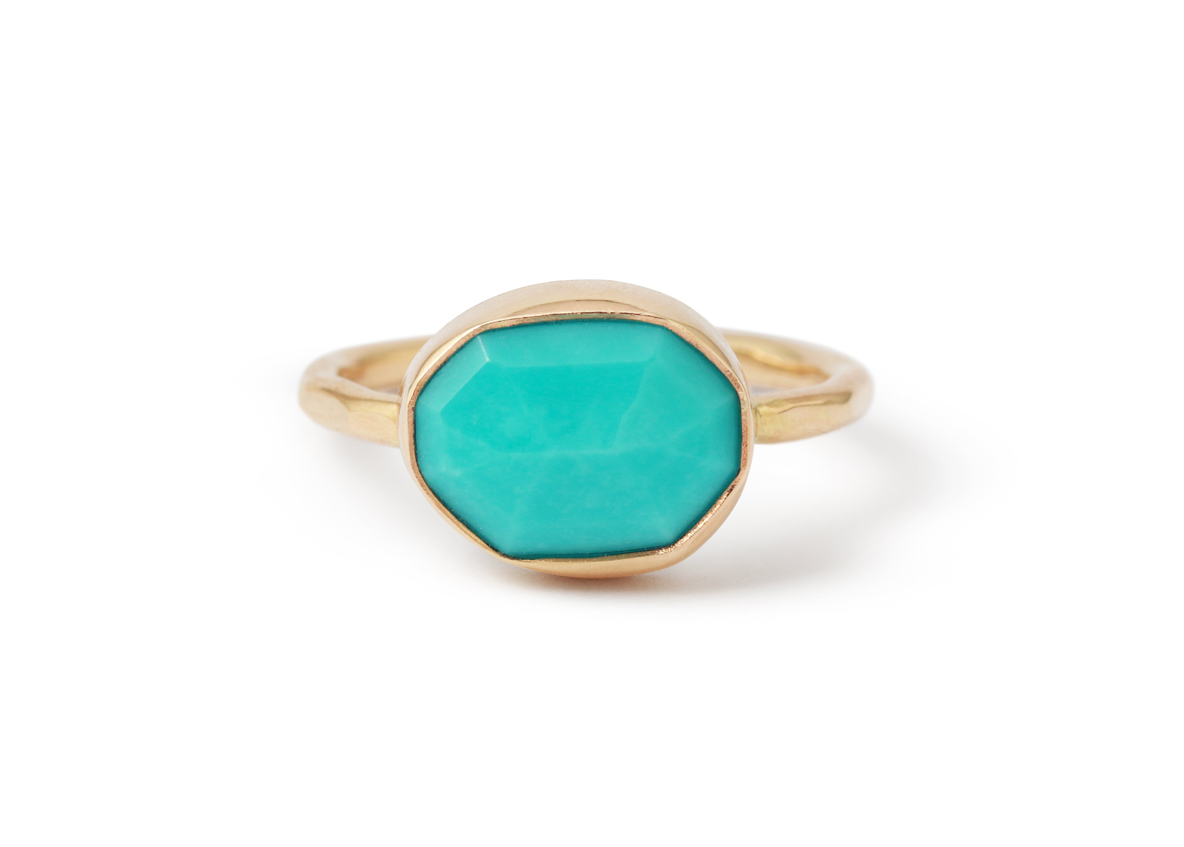 Freeform East-West Turquoise Ring 14k Gold BFCM Stock Ring R959G-5