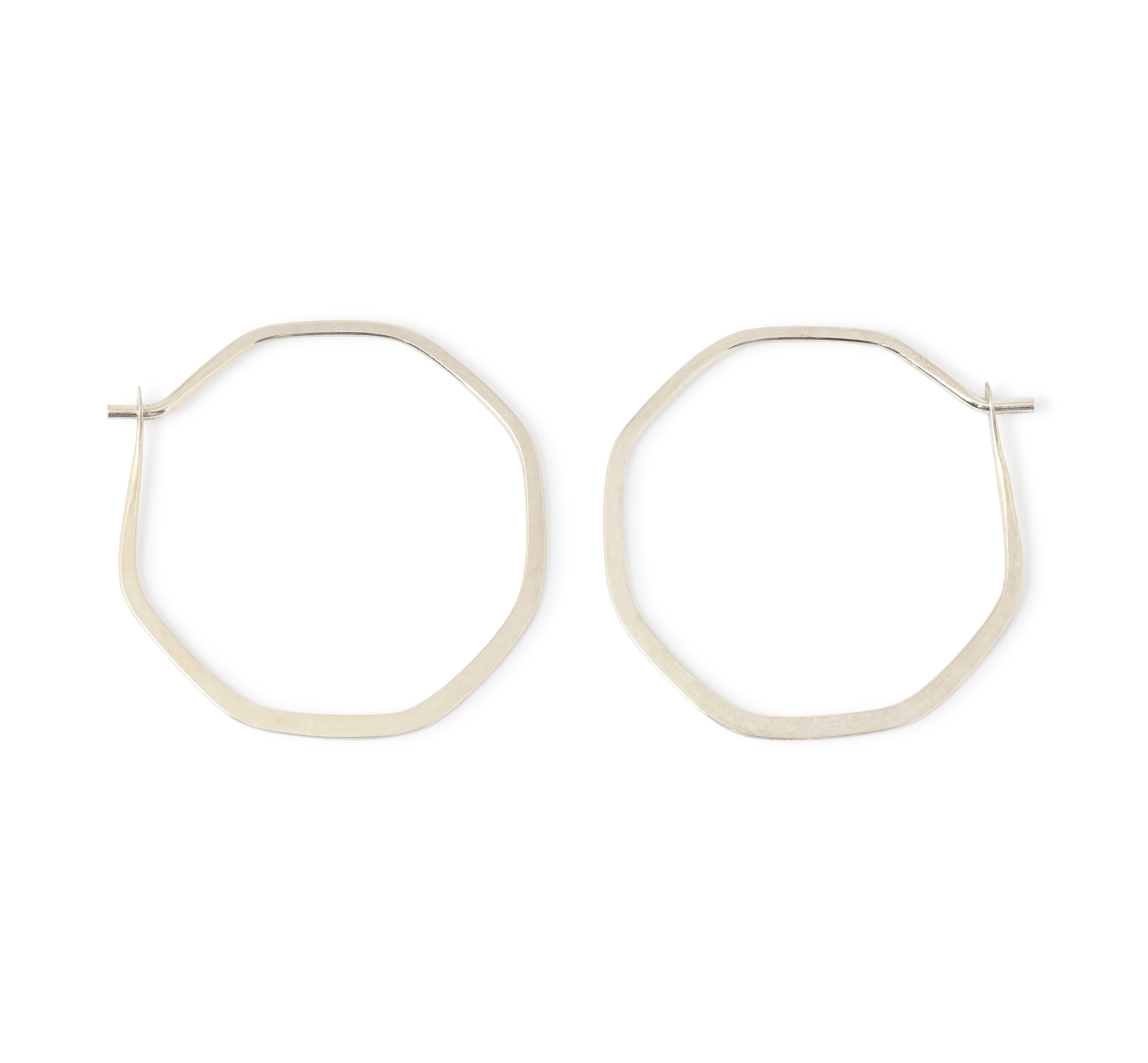 1 Inch Octagon Hoop Earrings Silver Earrings SOCTHS-3