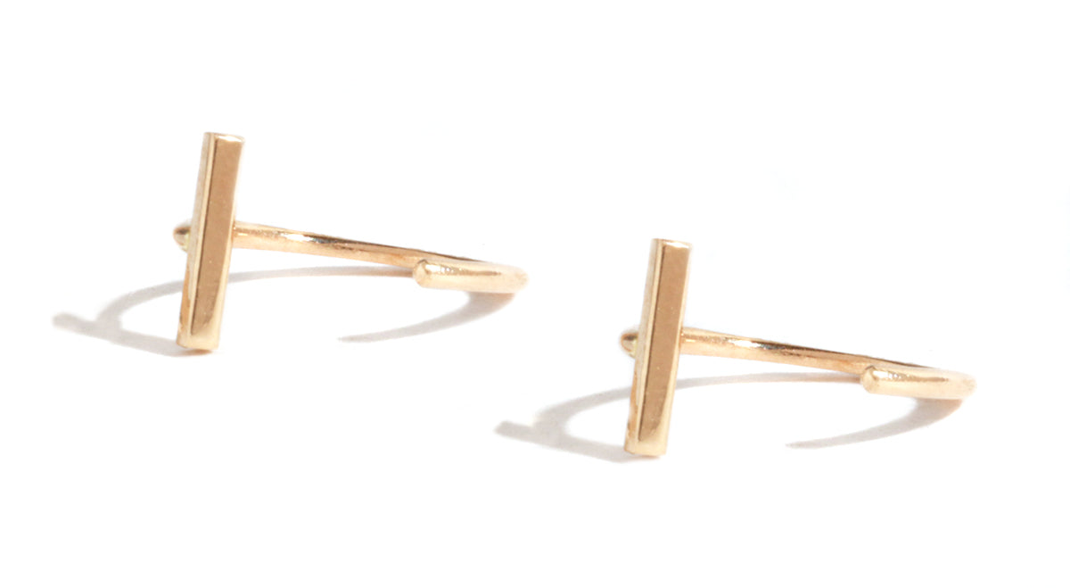 Bar Hug Earrings Gold EARRINGS Bar_Studs
