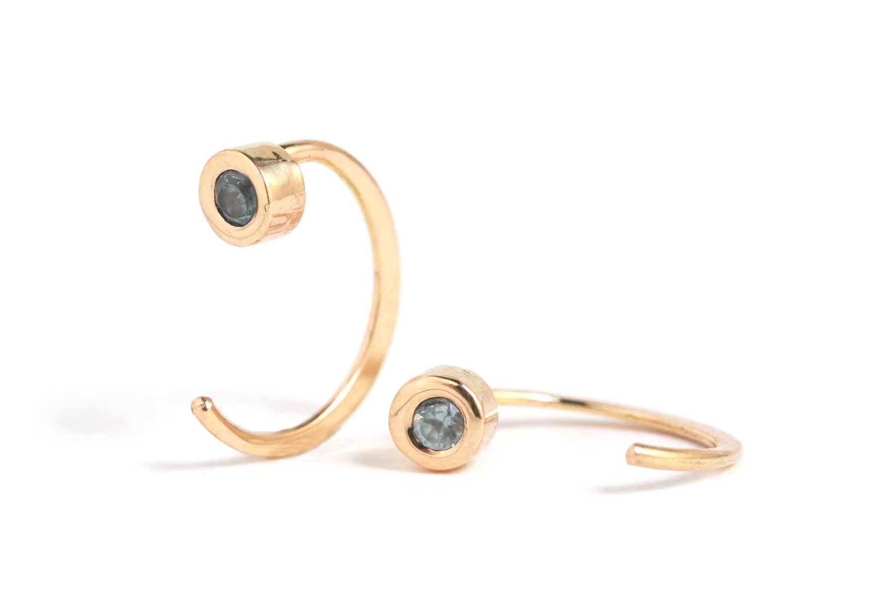 Bezel-Set Gemstone Hug Earrings Blue Sapphire EARRINGS E2681BS