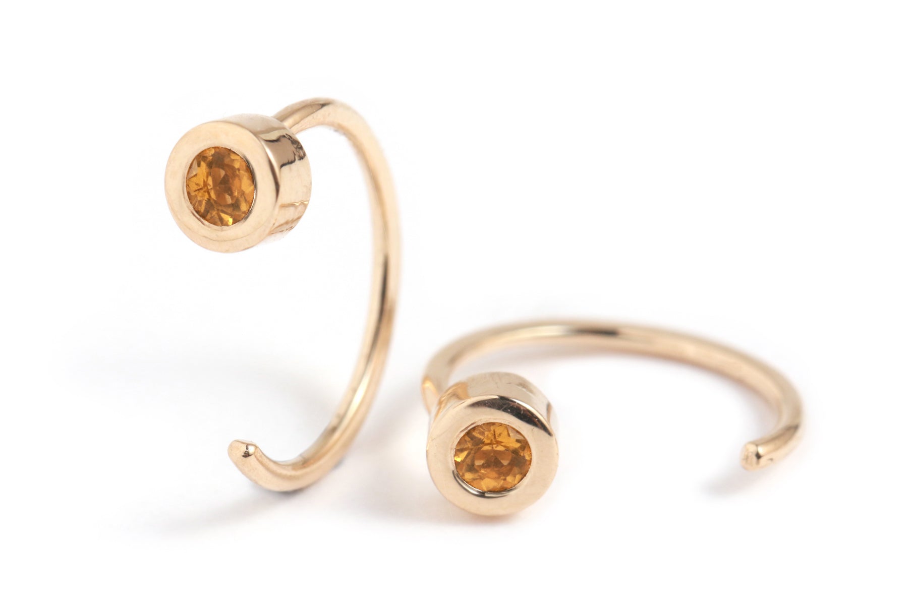 Bezel-Set Gemstone Hug Earrings Citrine EARRINGS E2681CIT