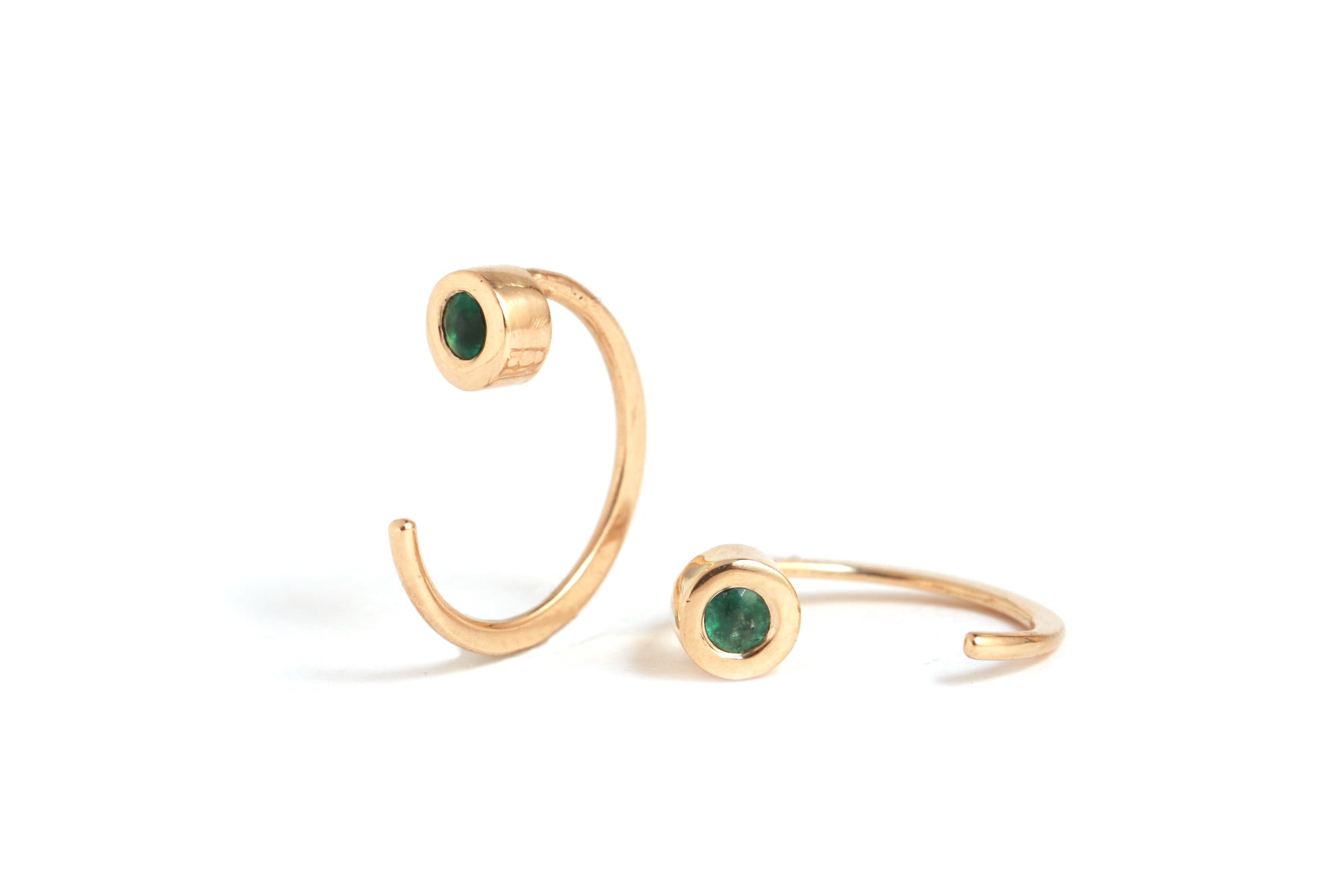 Bezel-Set Gemstone Hug Earrings Emerald EARRINGS E2681EM