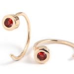 Bezel-Set Gemstone Hug Earrings Garnet EARRINGS E2681GAR
