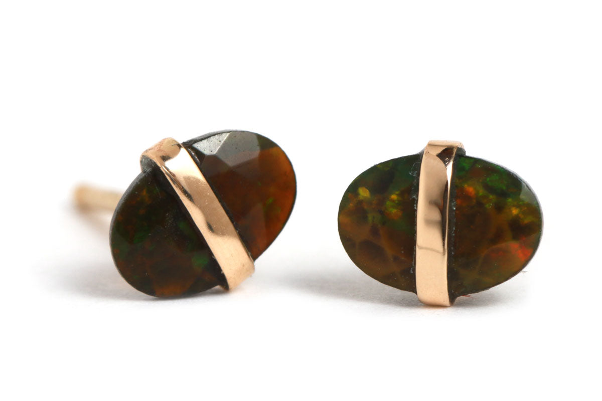 Black Opal Oval Studs Earrings E2944