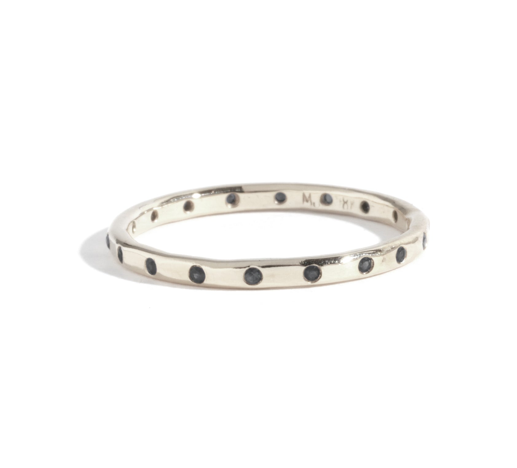 18 Black Diamond Band - 18k White Gold Stock Ring LR390wG-18blk