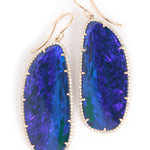 Boulder Opal Drop Earrings with Diamond Halo Earrings OFK4151