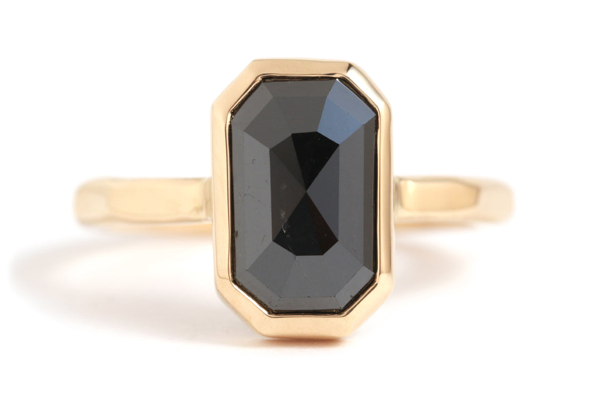 Black Emerald Rosecut Diamond ring BFCM Stock Ring OFK4212