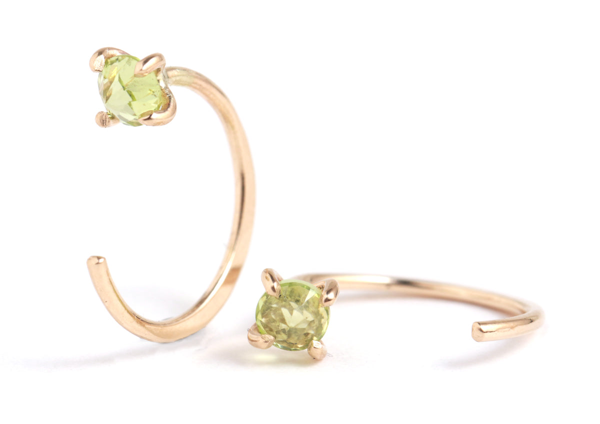 Prong-Set Gemstone Hug Earrings Peridot Gold Pair EARRINGS e2223-sized