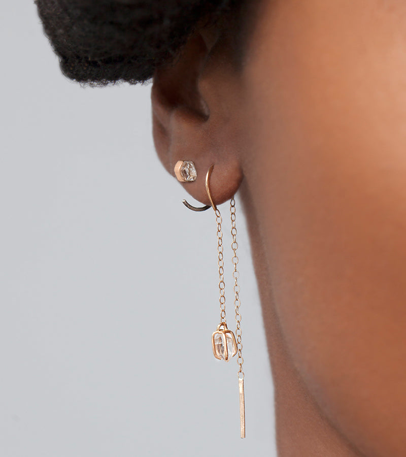 Herkimer Horseshoe Threader Chain Earrings EARRINGS e2242-and-e2161mg-on-model