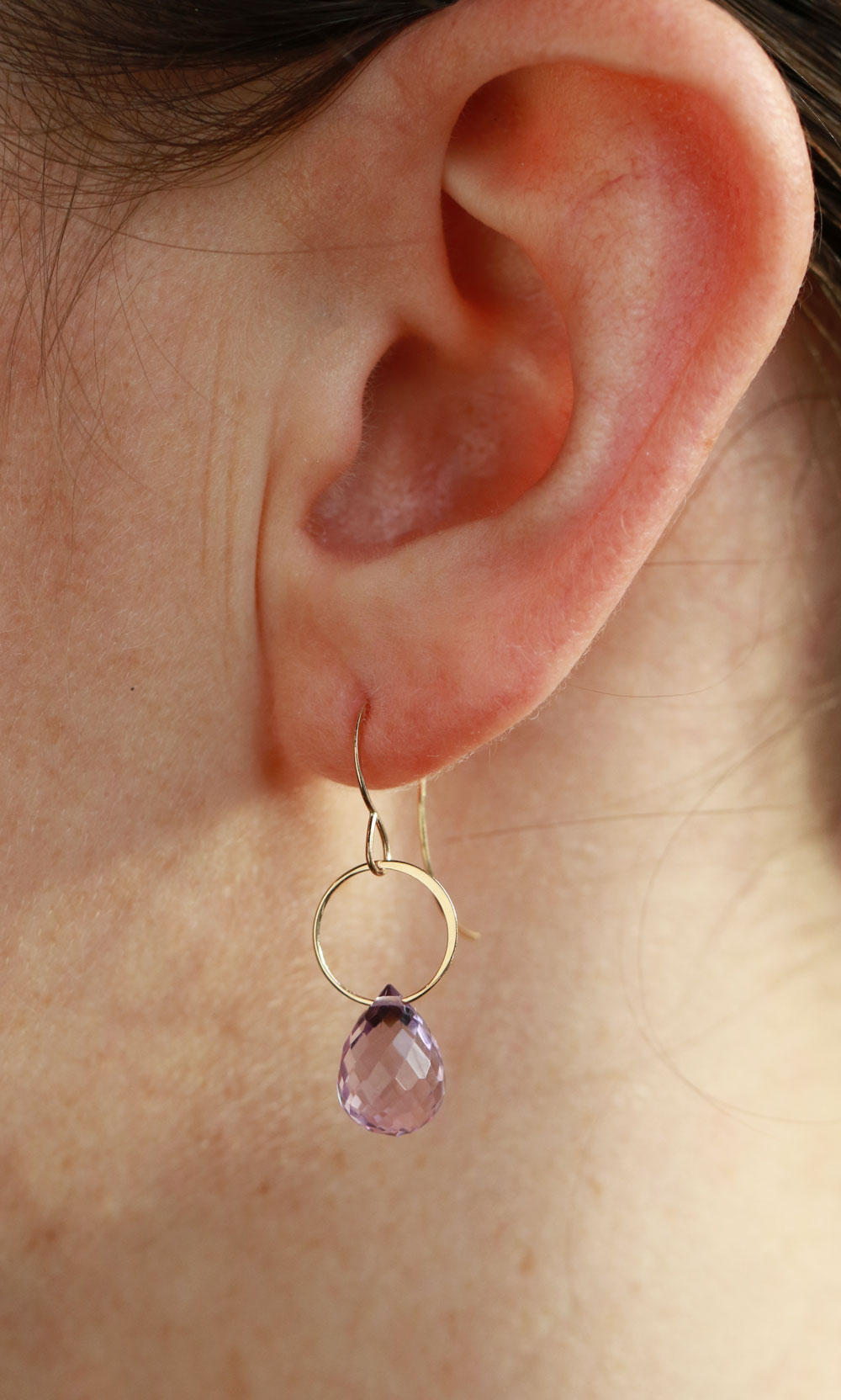 Rose Amethyst Single Drop Earrings Earrings e2255gra-onmod
